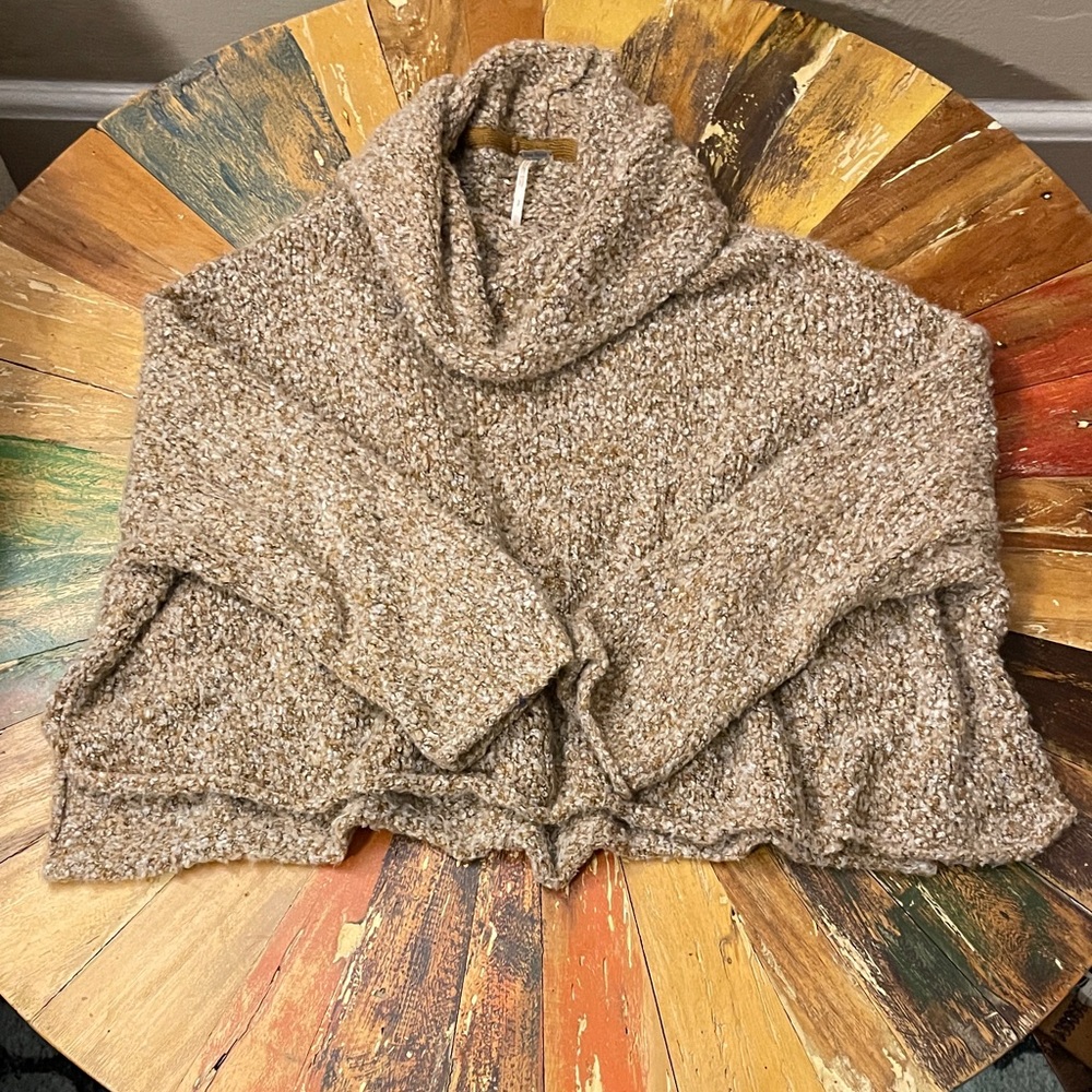 Free People Cozy Cowl Neck Yellow Maize Color Sweater, S